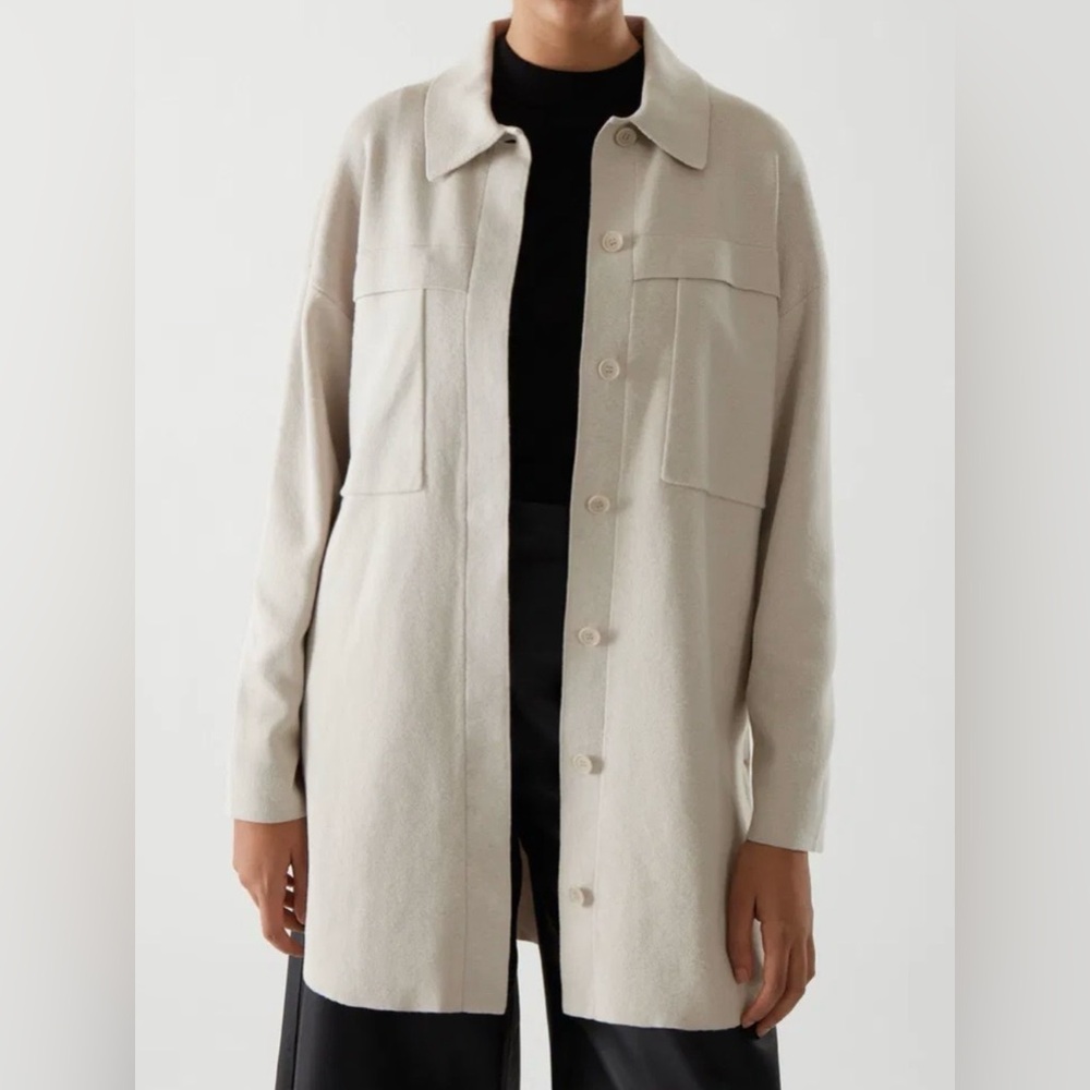 COS knitted long beige shirt - XS